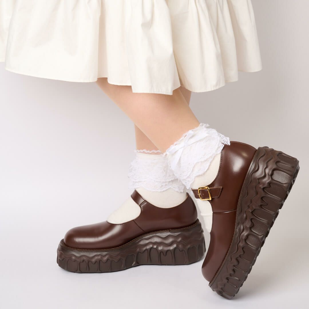 本革 メルティングチョコレート　メリージェーン（ブラウン） シューズ