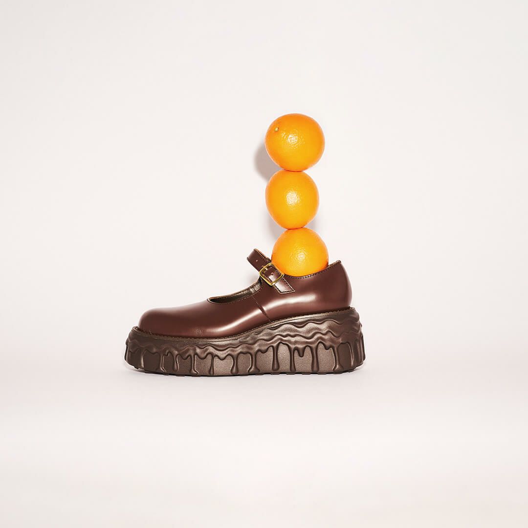 本革 メルティングチョコレート　メリージェーン（ブラウン） シューズ