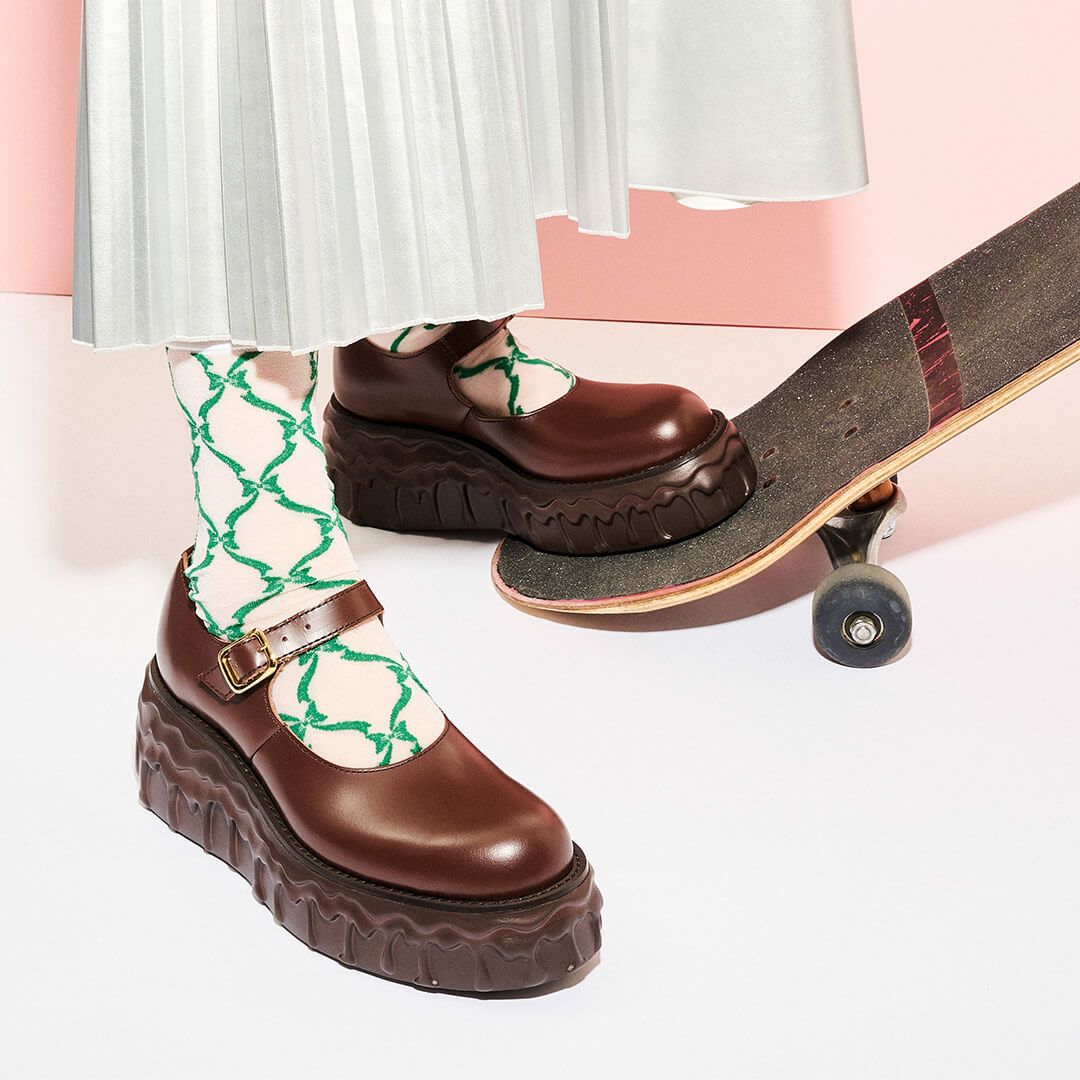 本革 メルティングチョコレート　メリージェーン（ブラウン） シューズ