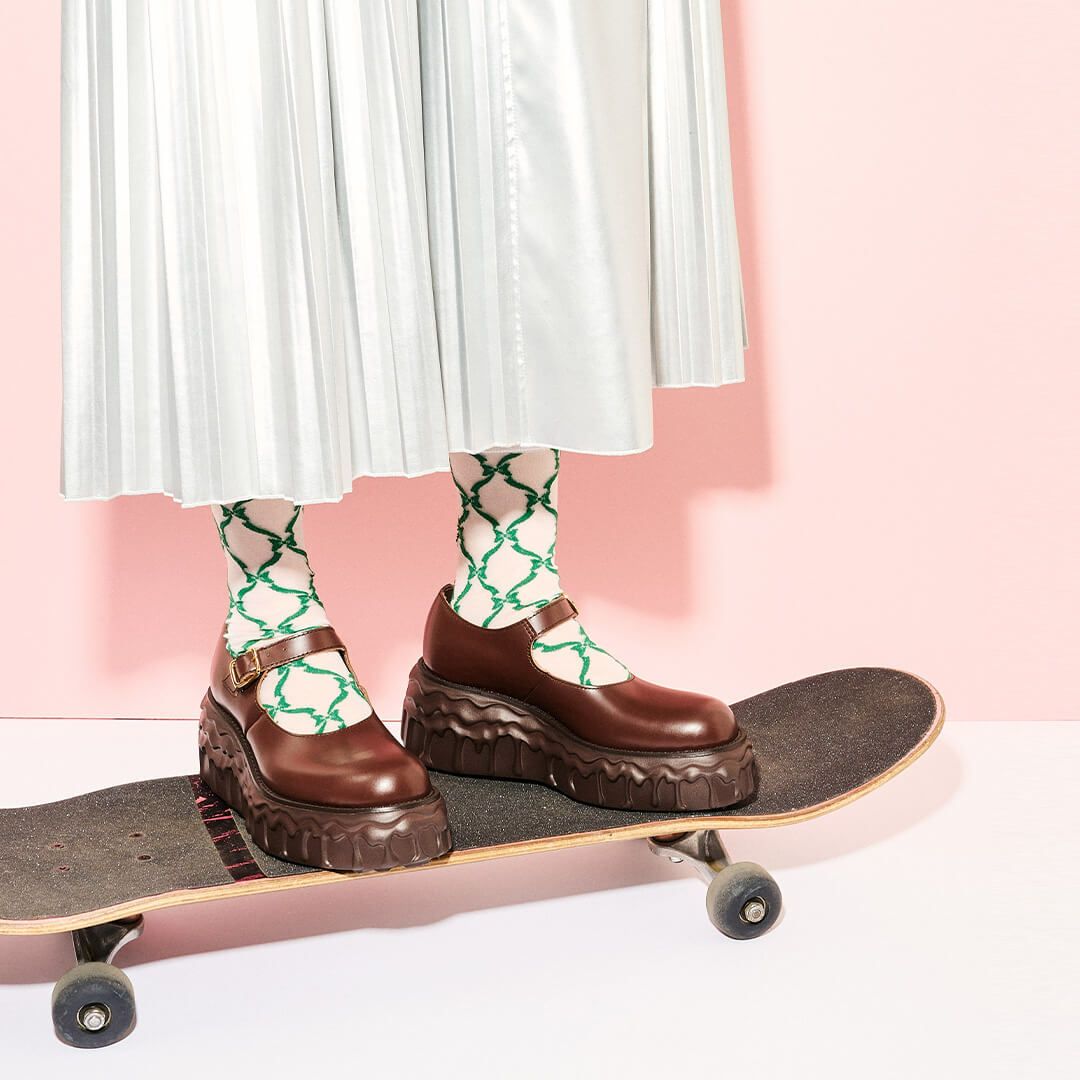 本革 メルティングチョコレート　メリージェーン（ブラウン） シューズ