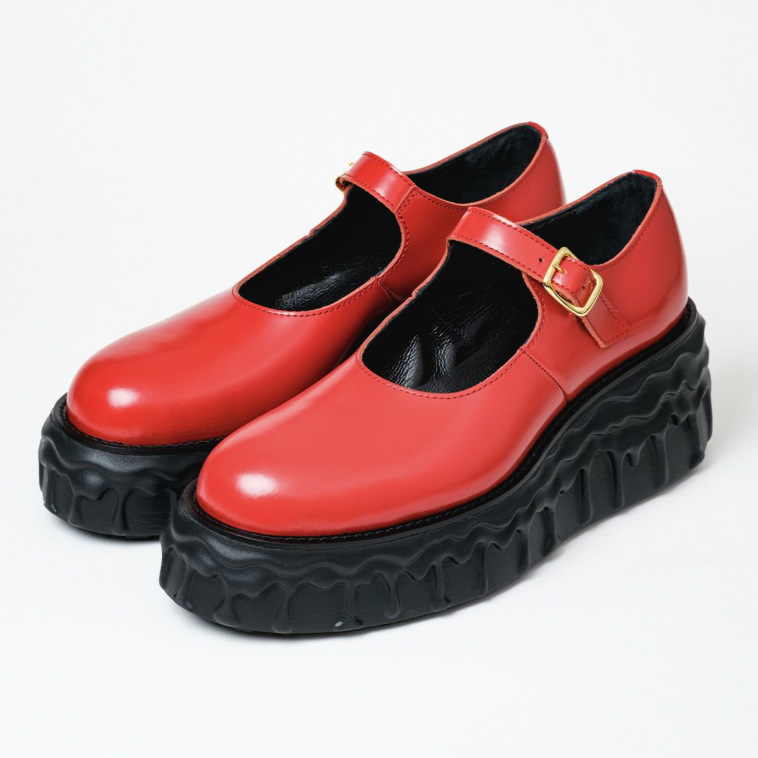 本革 メルティングチョコレート　メリージェーン（レッド） シューズ