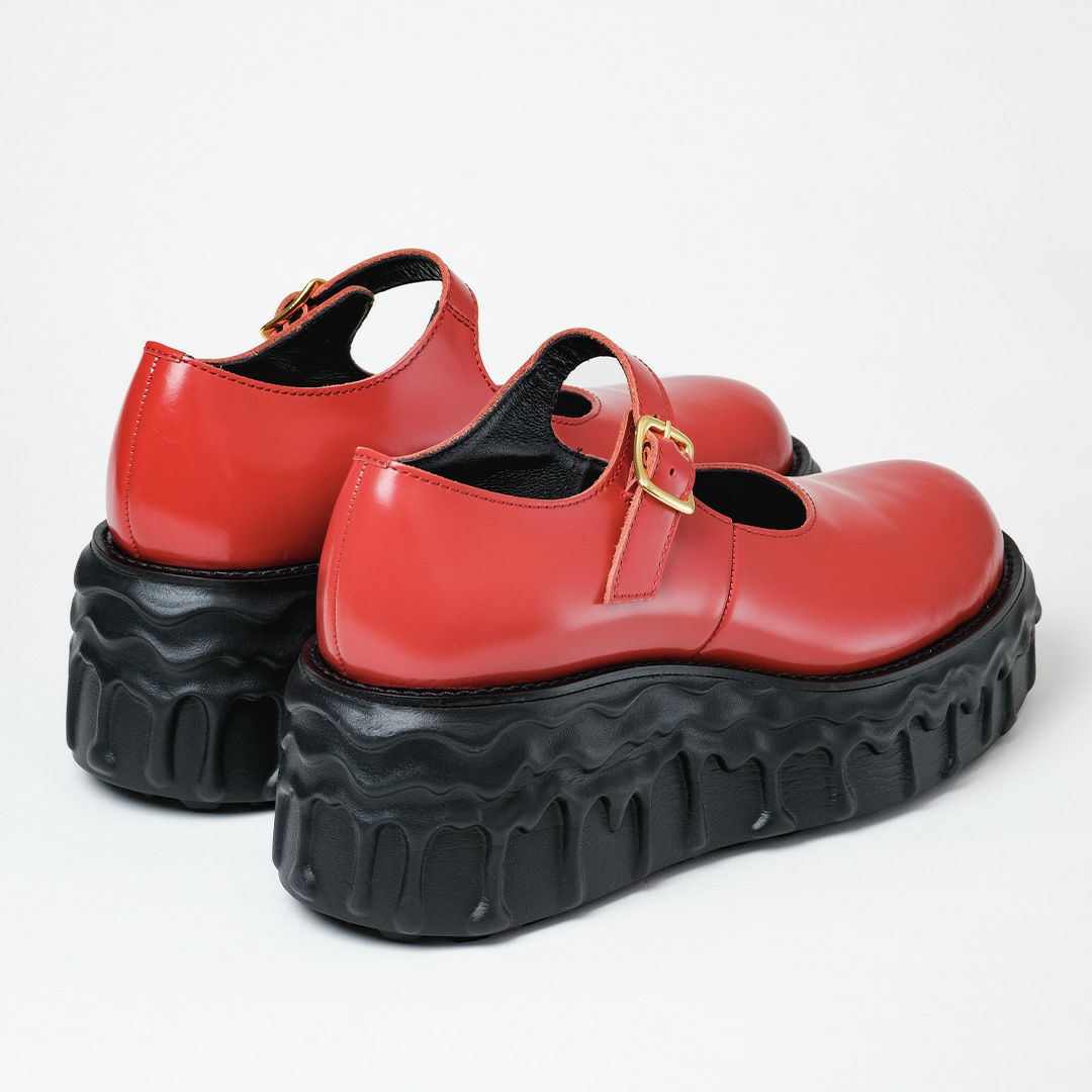 本革 メルティングチョコレート　メリージェーン（レッド） シューズ