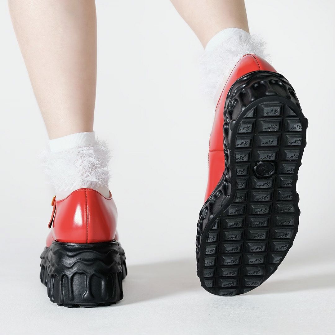 本革 メルティングチョコレート　メリージェーン（レッド） シューズ