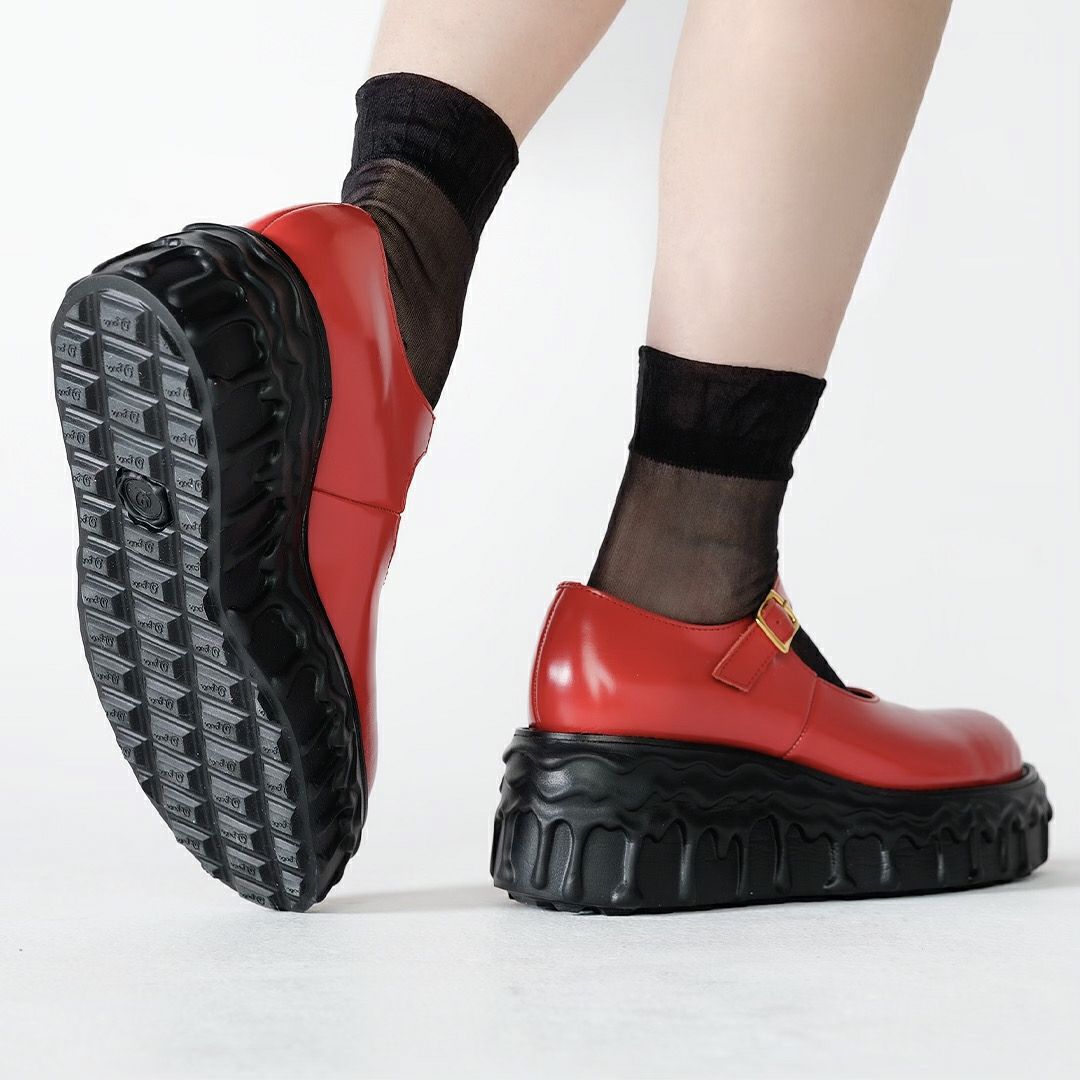 本革 メルティングチョコレート　メリージェーン（レッド） シューズ