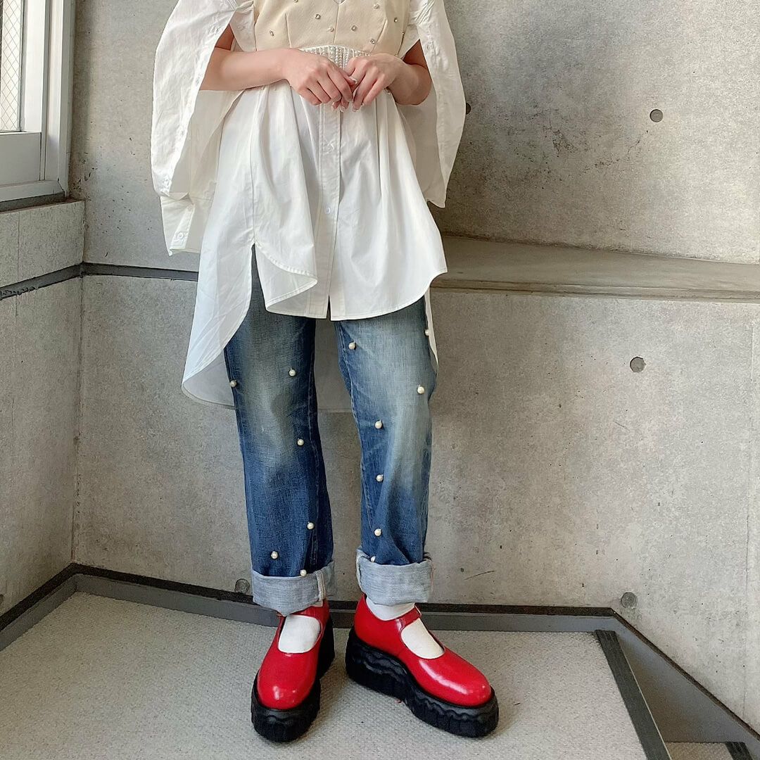 本革 メルティングチョコレート　メリージェーン（レッド） シューズ