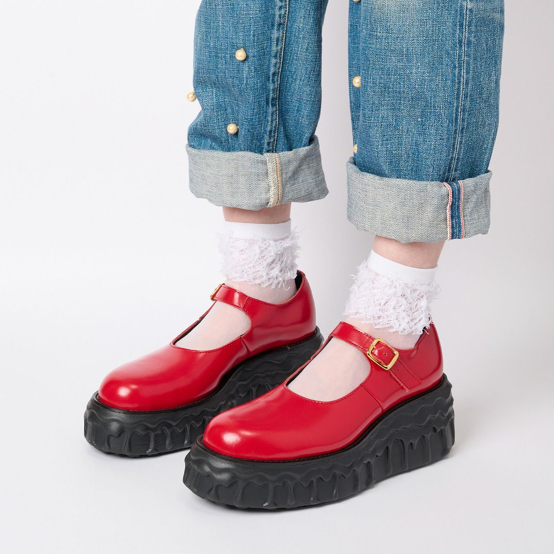 本革 メルティングチョコレート　メリージェーン（レッド） シューズ