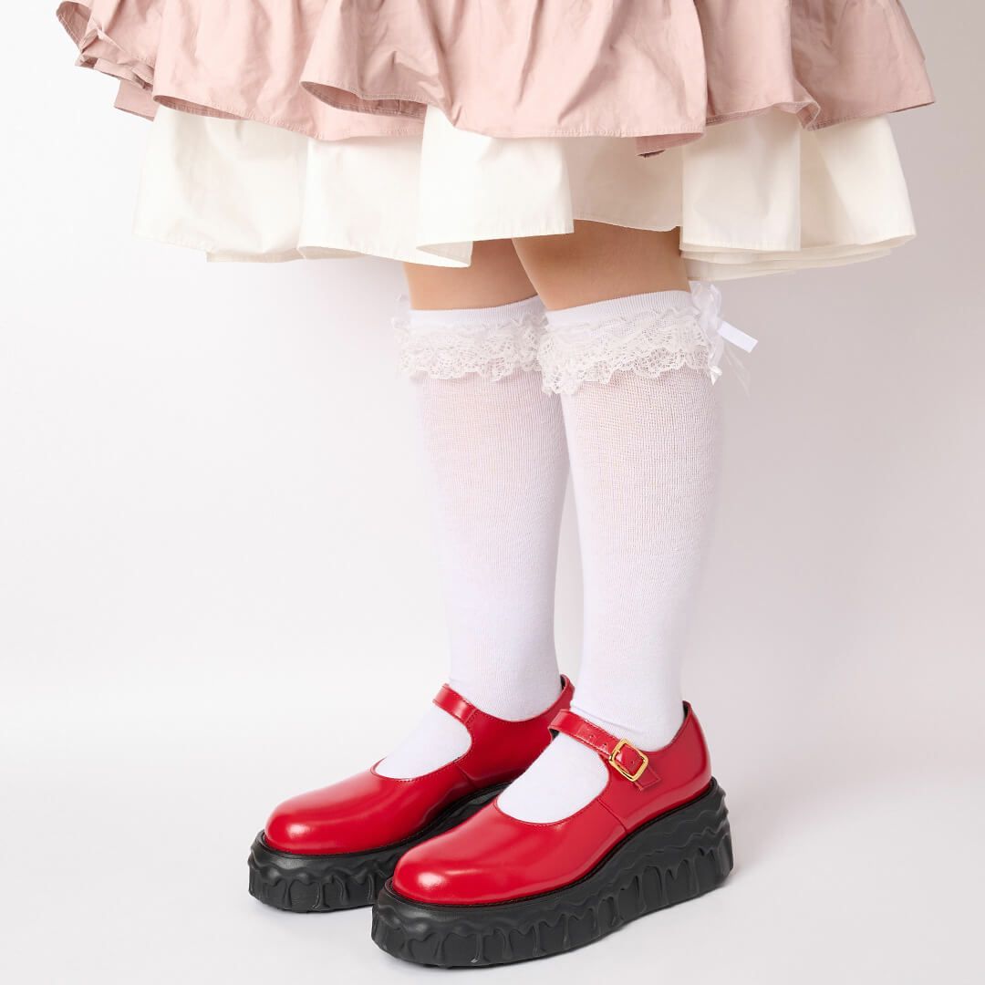 本革 メルティングチョコレート　メリージェーン（レッド） シューズ