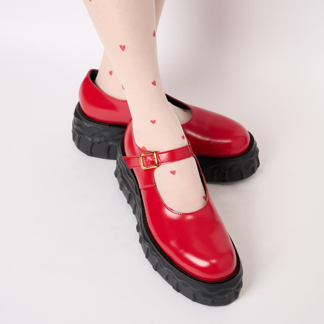 本革 メルティングチョコレート　メリージェーン（レッド） シューズ