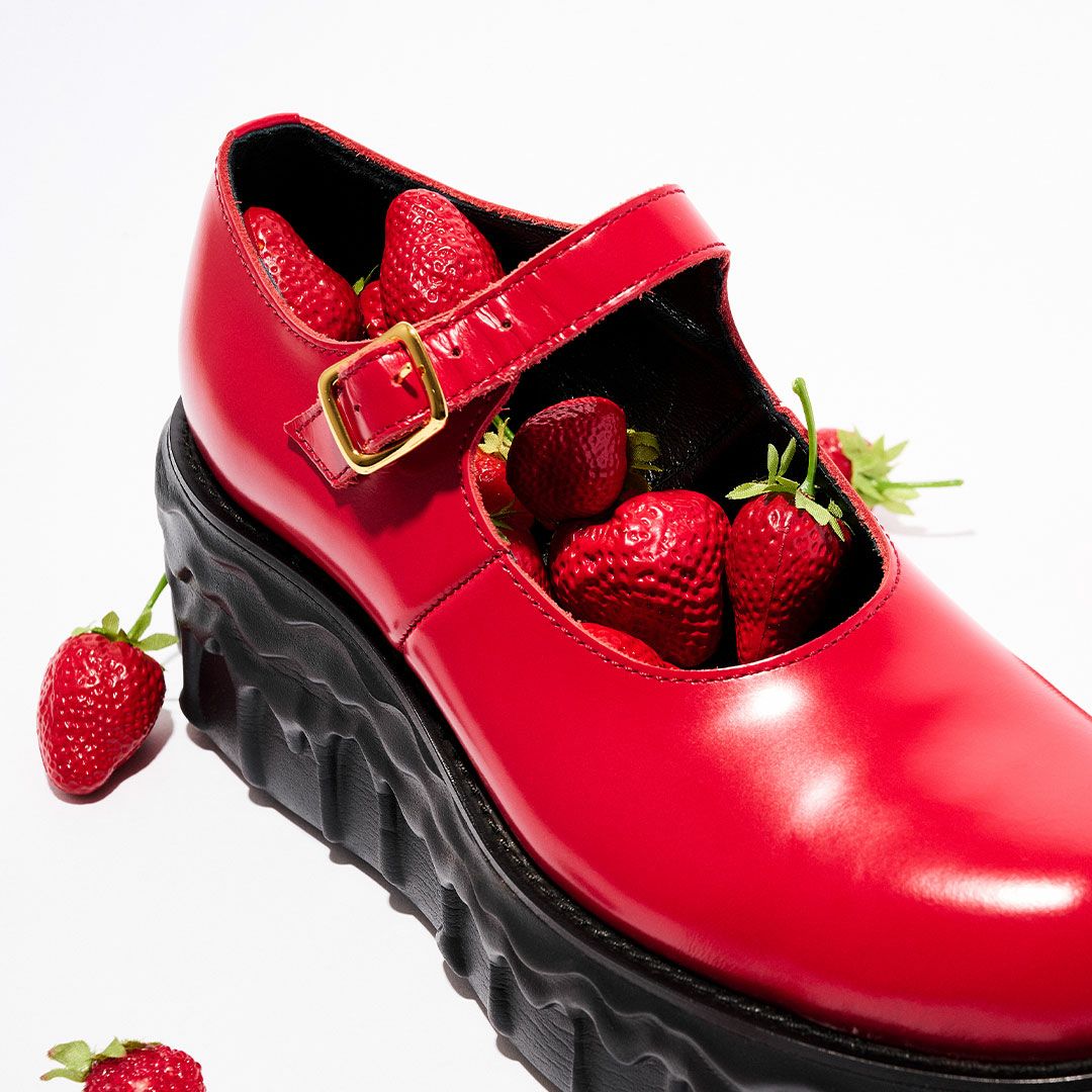 本革 メルティングチョコレート　メリージェーン（レッド） シューズ