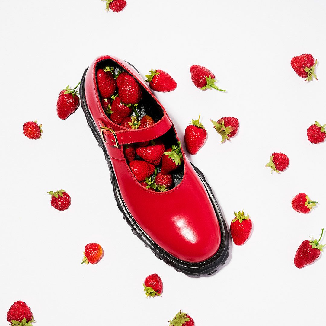 本革 メルティングチョコレート　メリージェーン（レッド） シューズ