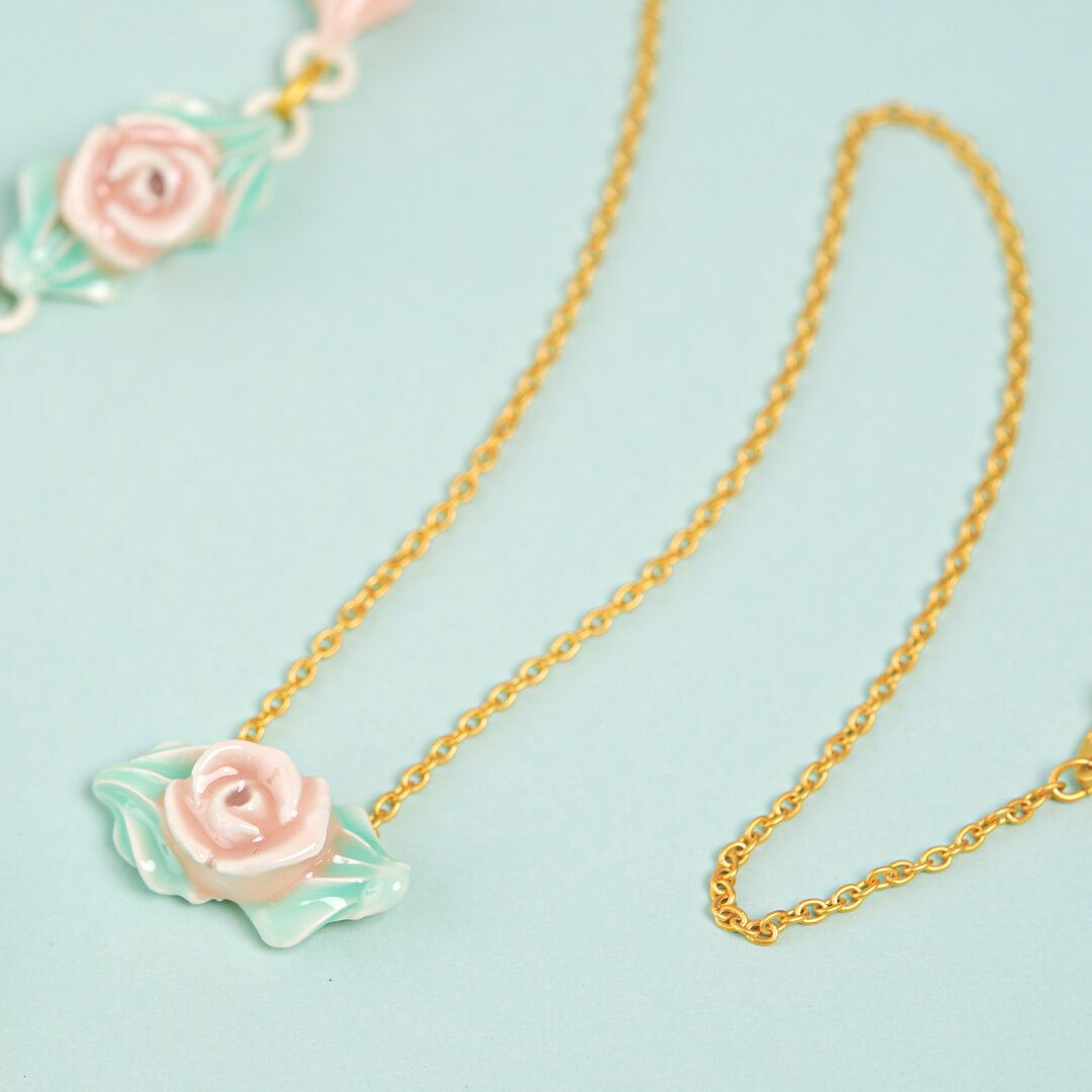 バレエコア フリル ローズ ネックレス