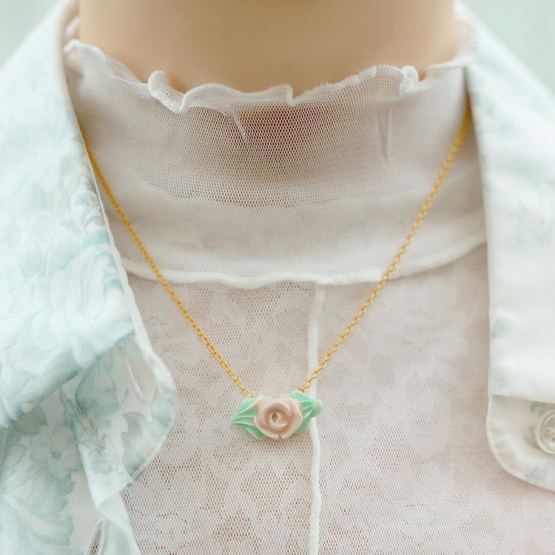 バレエコア フリル ローズ ネックレス