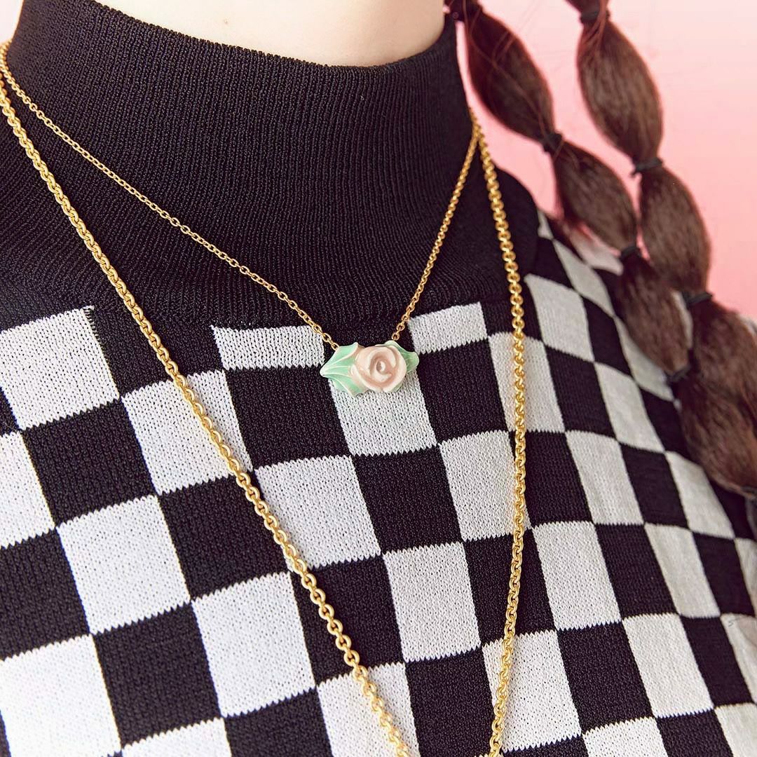 バレエコア フリル  ローズ ネックレス