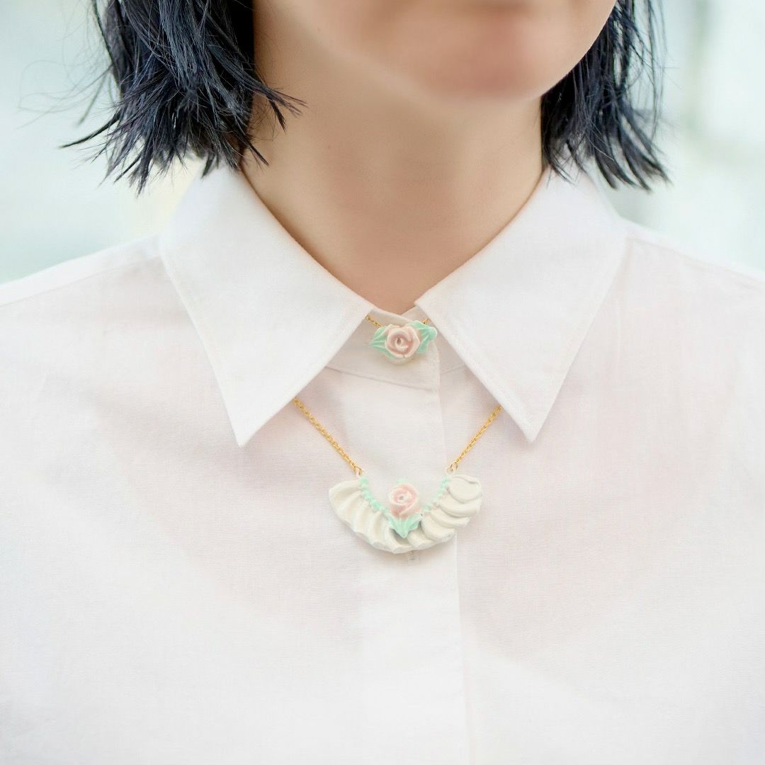 バレエコア フリル  ローズ ネックレス