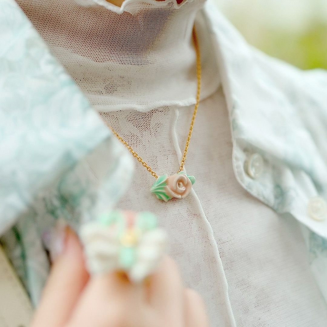 バレエコア フリル  ローズ ネックレス