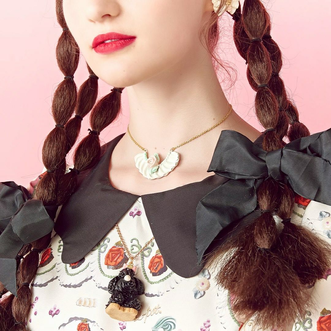 バレエコア フリル ホワイト  ローズ ネックレス