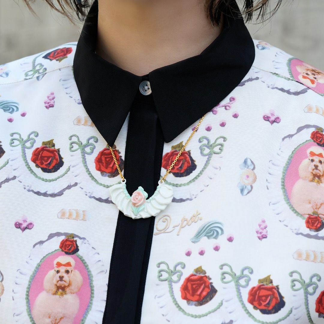 バレエコア フリル ホワイト  ローズ ネックレス