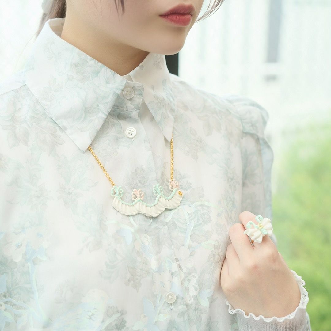 バレエコア フリル ホワイト  ネックレス