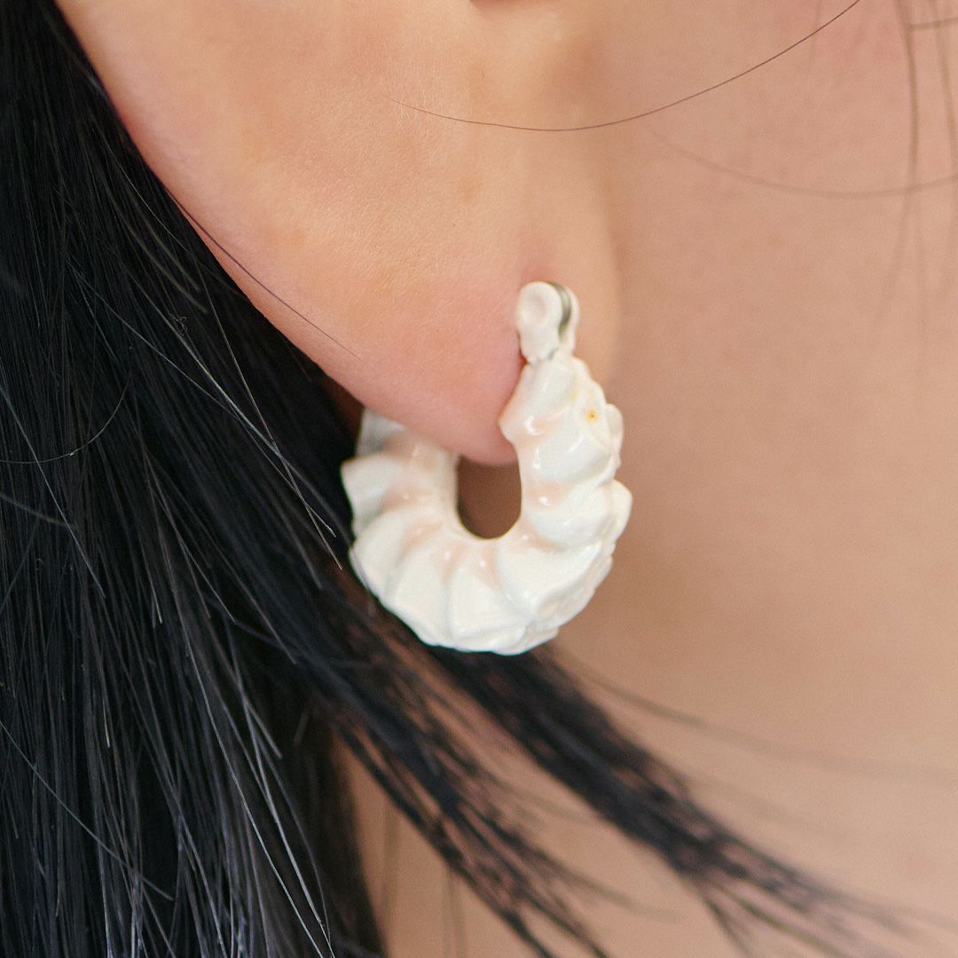 バレエコア フリル ホワイト  ピアス