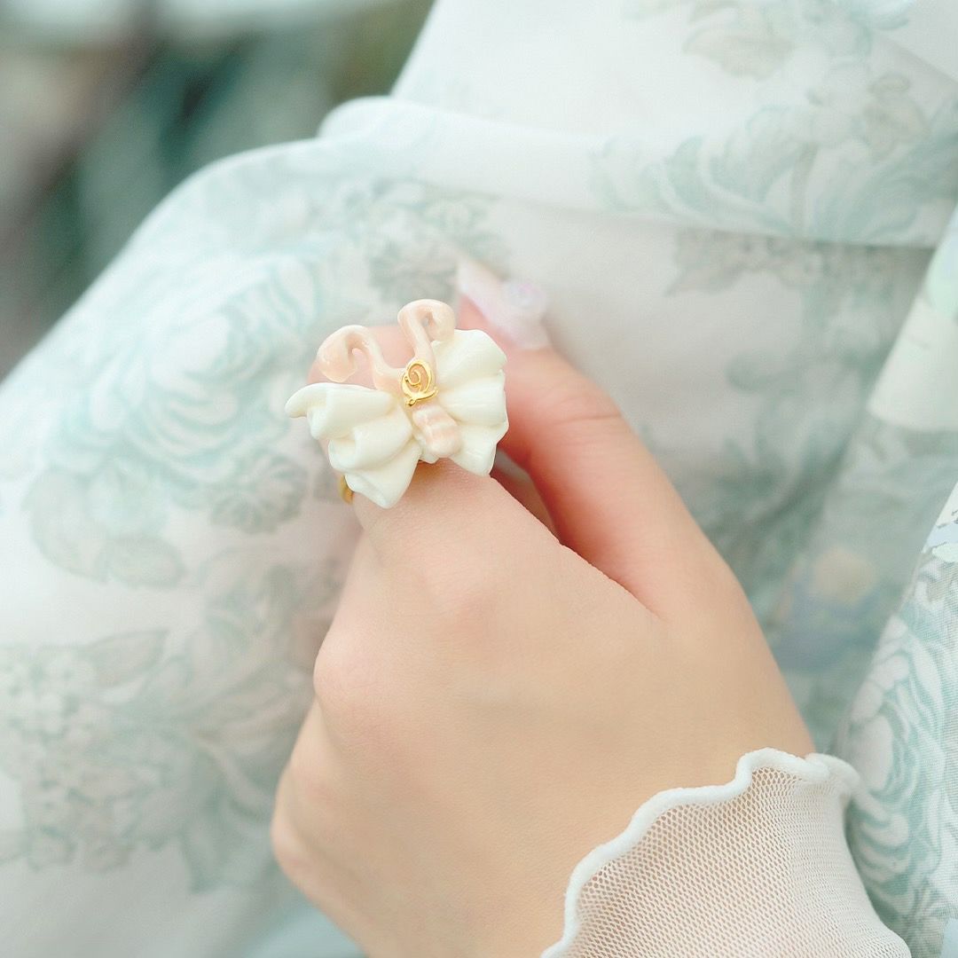 バレエコア フリル ピンク リング