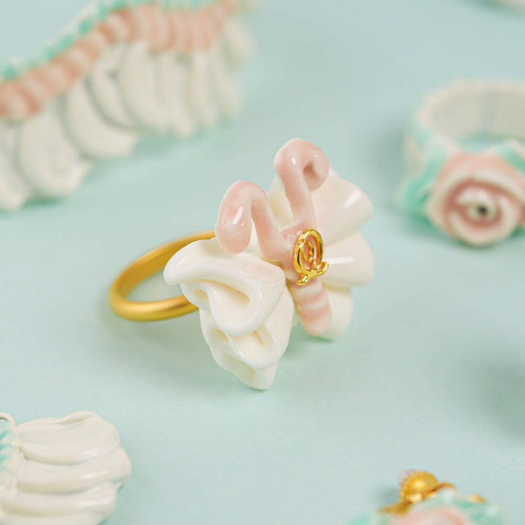 バレエコア フリル ピンク リング