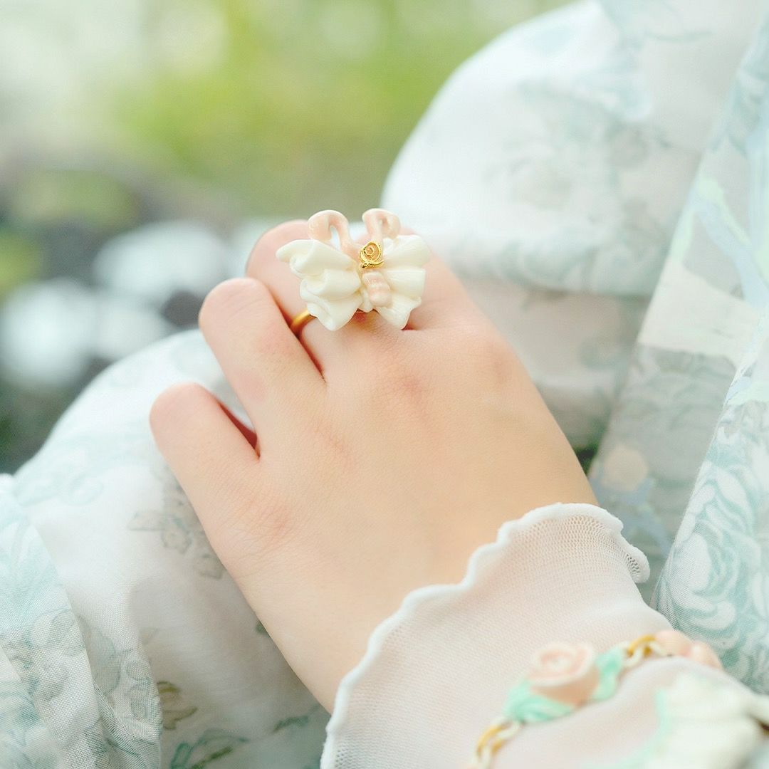 バレエコア フリル ピンク リング