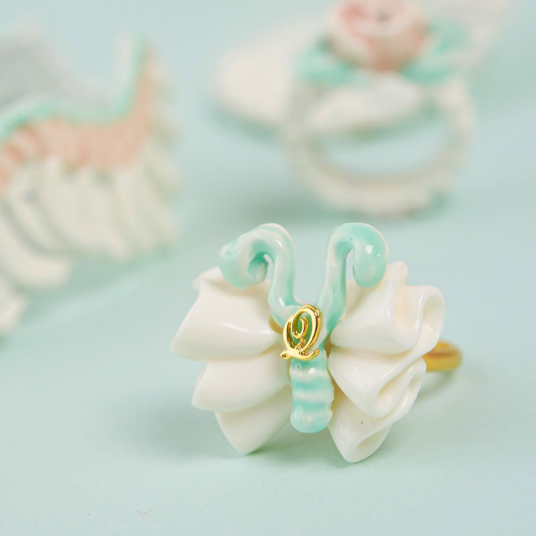 バレエコア フリル ミントグリーン リング