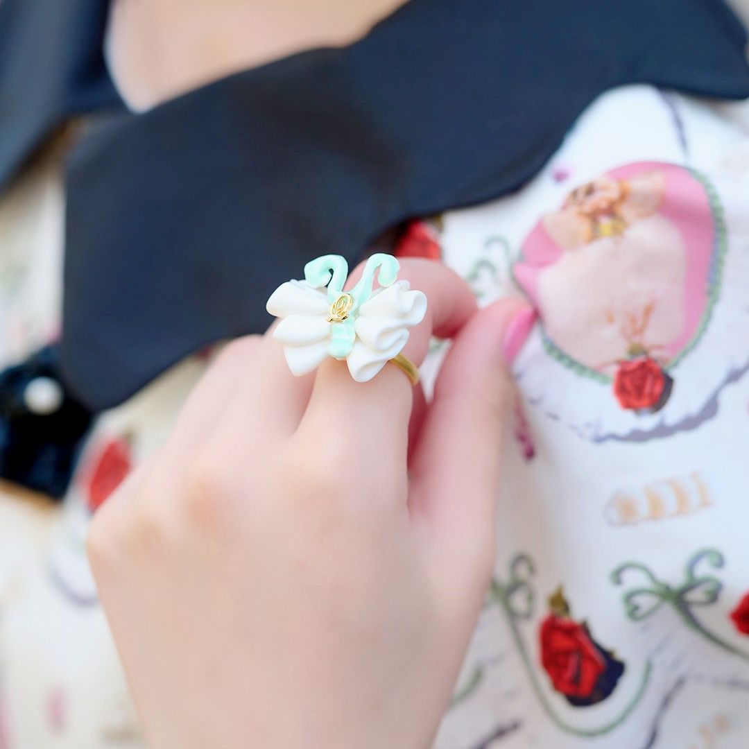 バレエコア フリル ミントグリーン リング