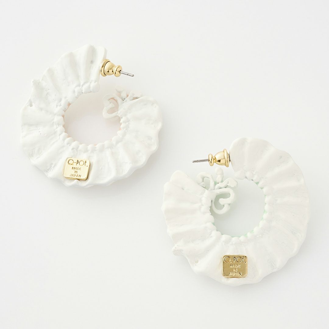 バレエコア フリル ホワイト ピアス