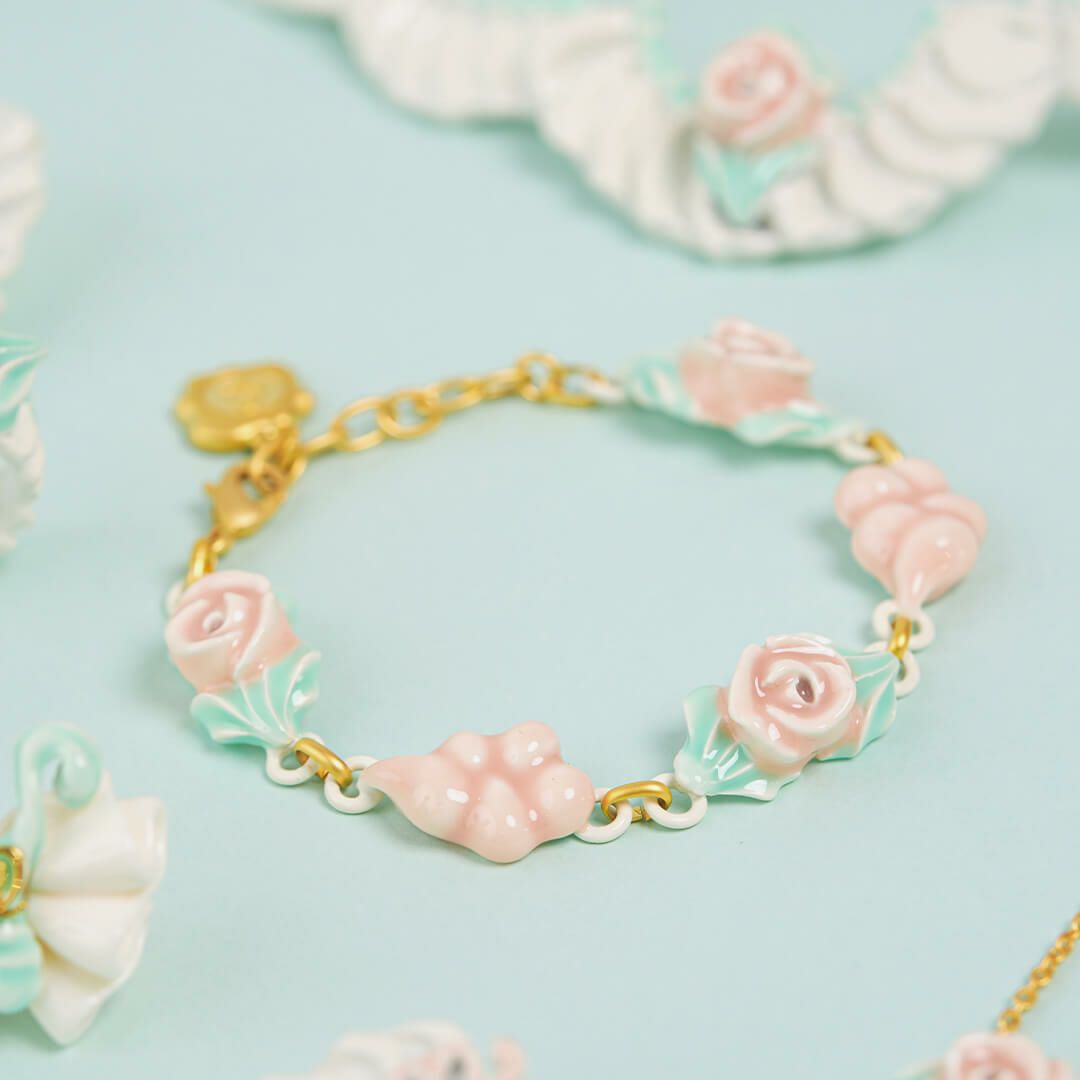 バレエコア フリル ローズ ピンク ブレスレット