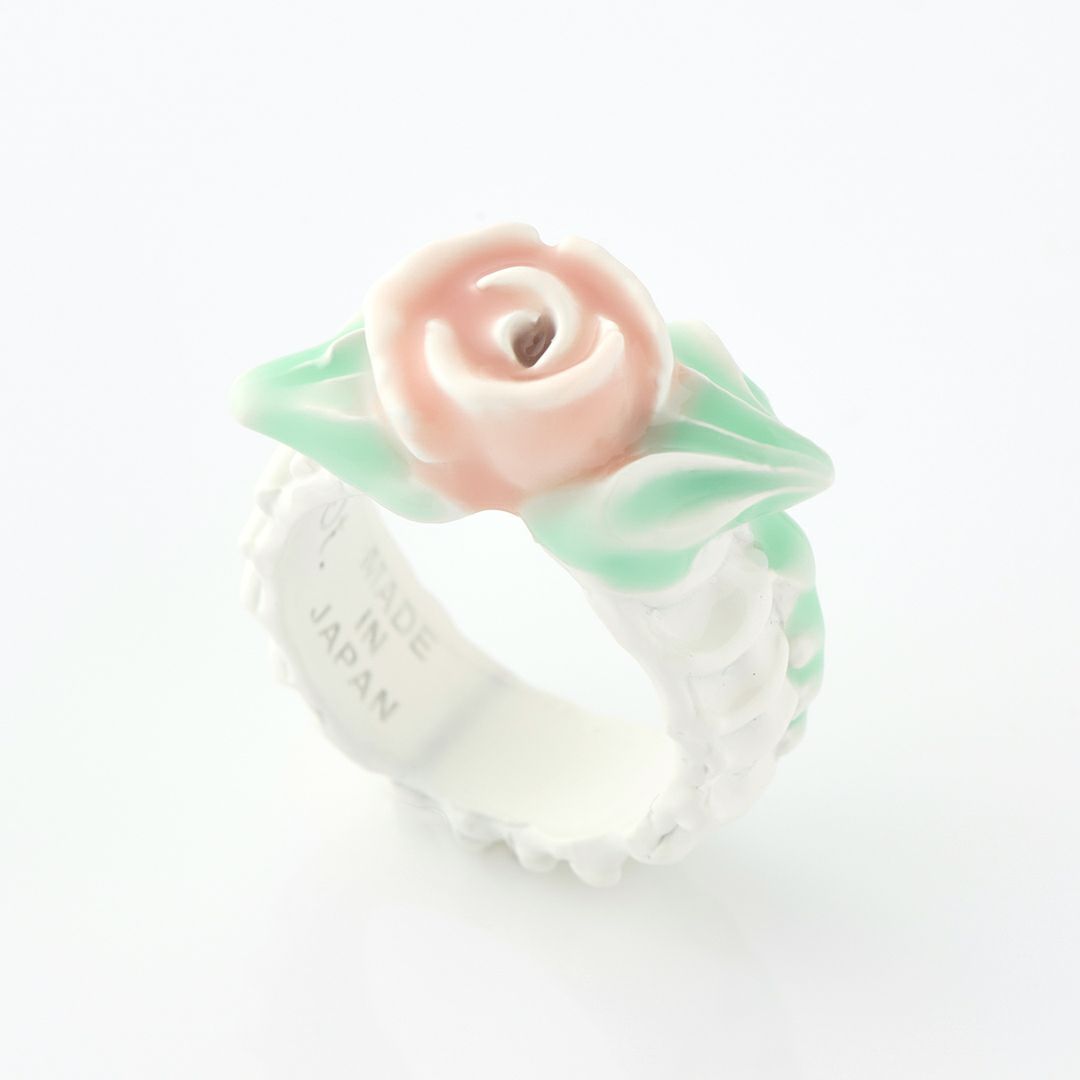 バレエコア フリル ローズ ピンク リング