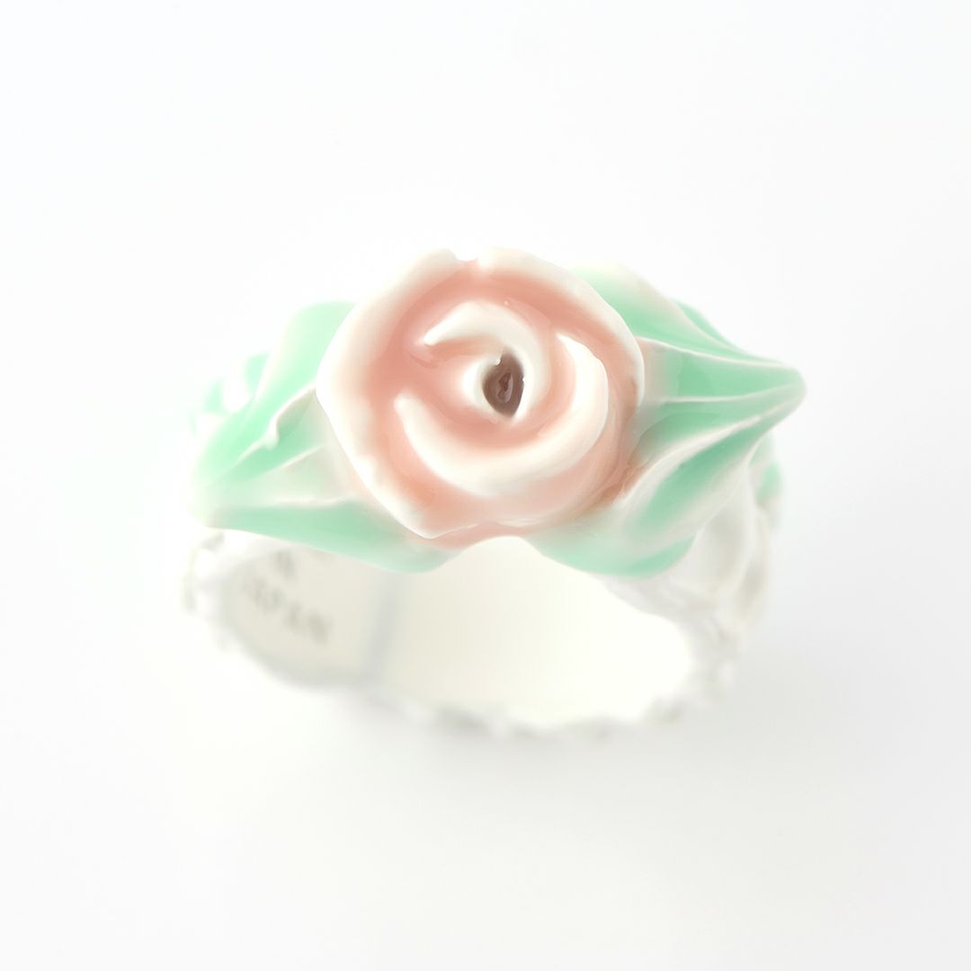 バレエコア フリル ローズ ピンク リング