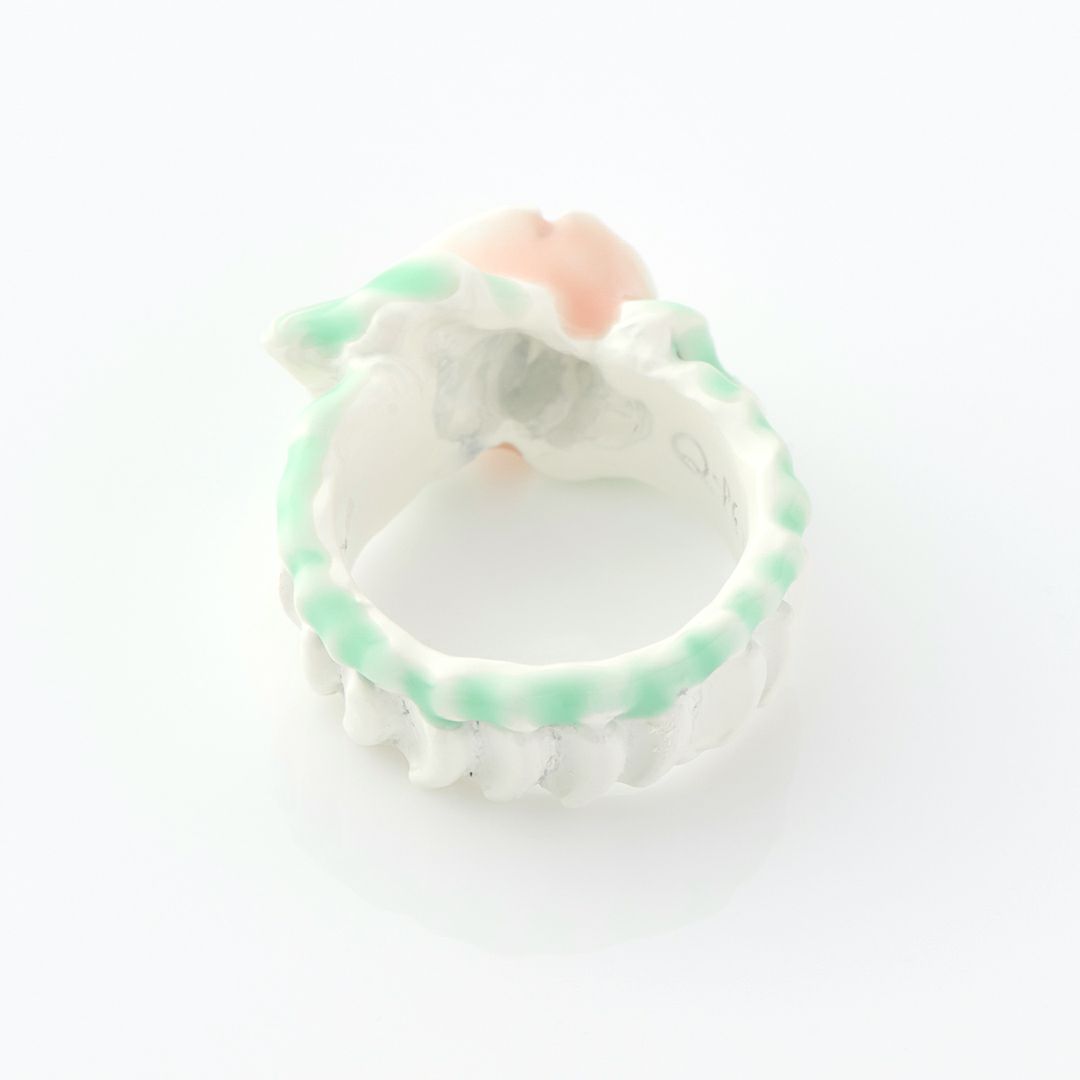 バレエコア フリル ローズ ピンク リング