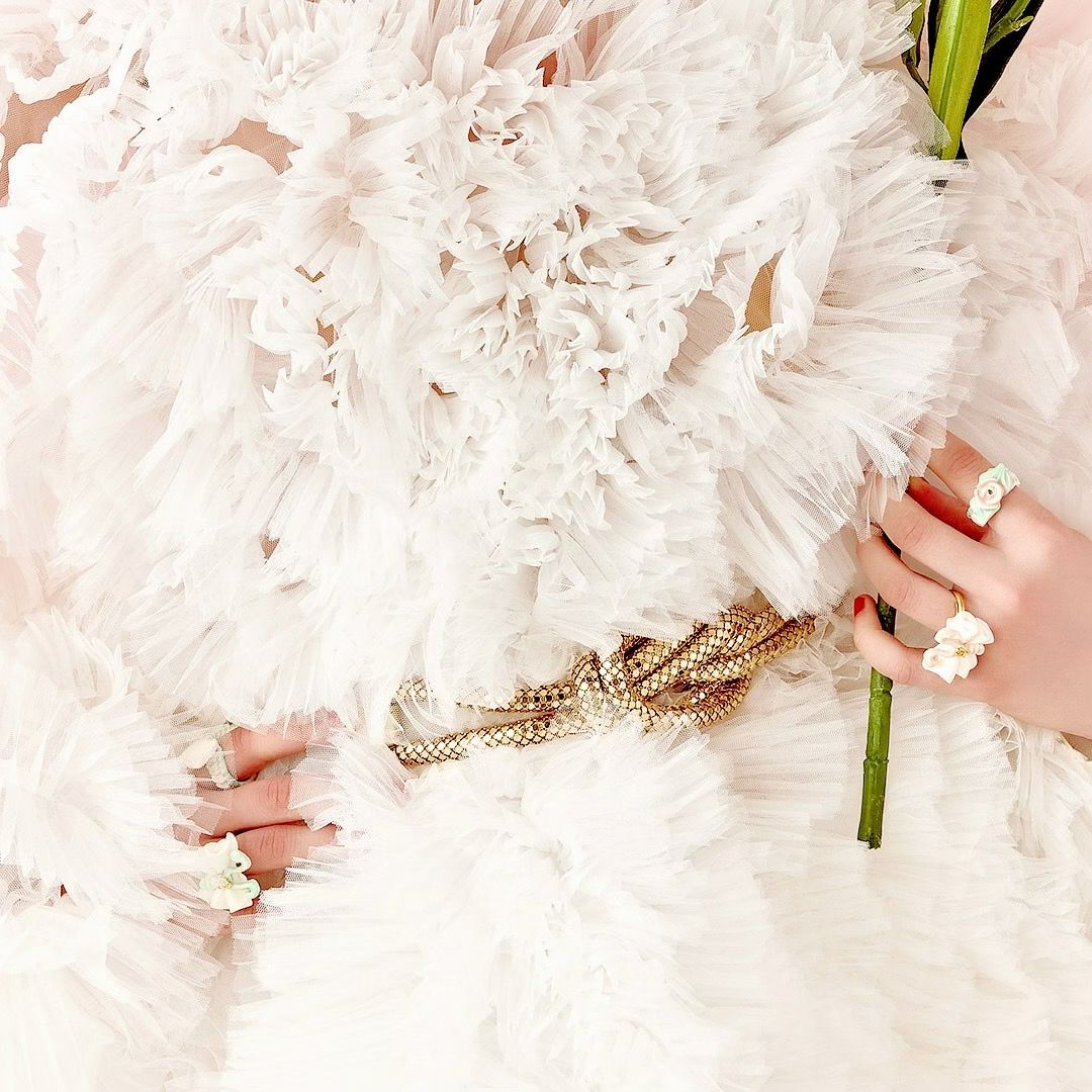 バレエコア フリル ローズ ピンク リング