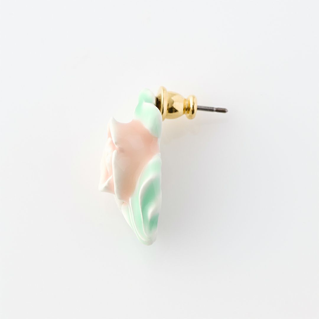 バレエコア フリル ローズ ピンク ピアス