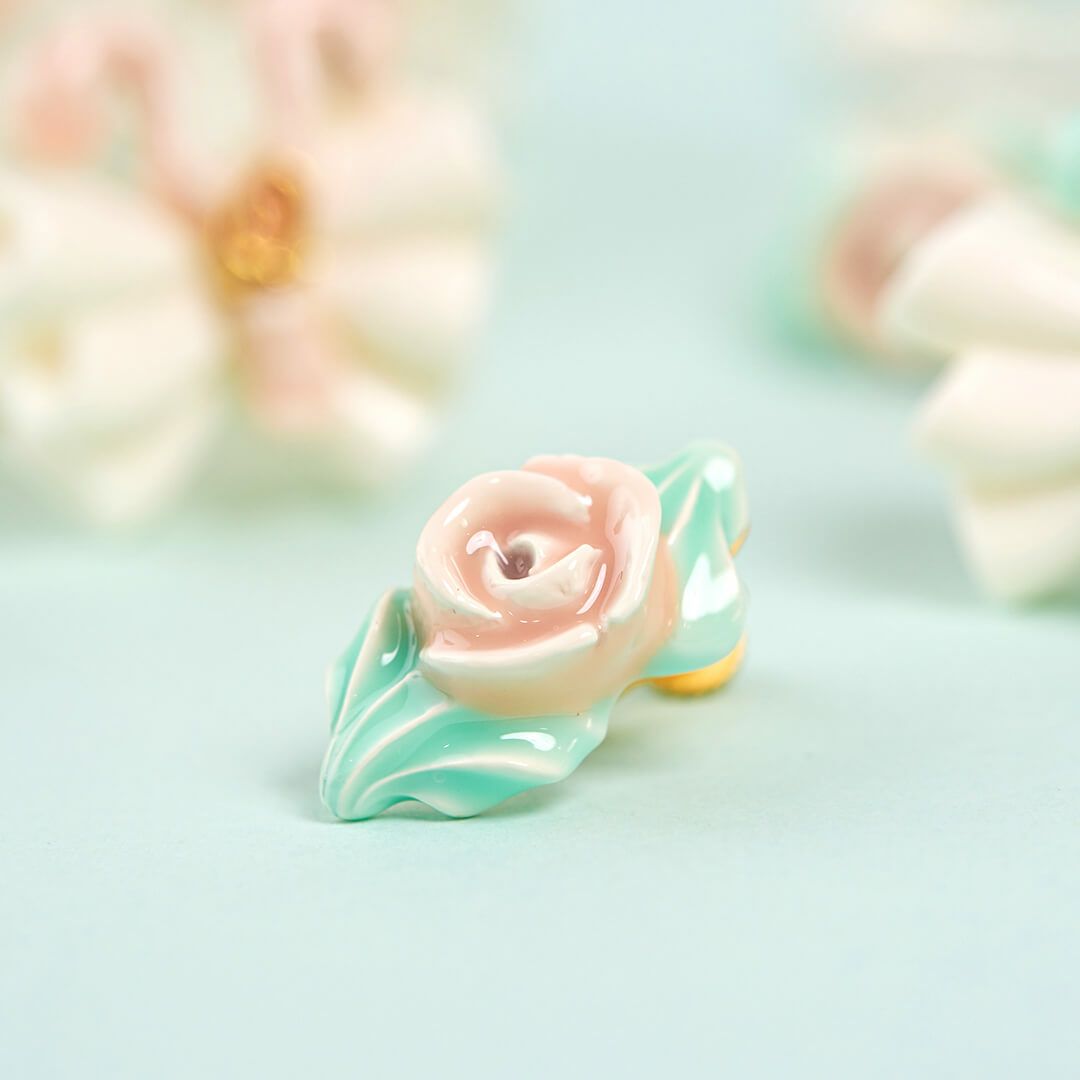 バレエコア フリル ローズ ピンク ピアス