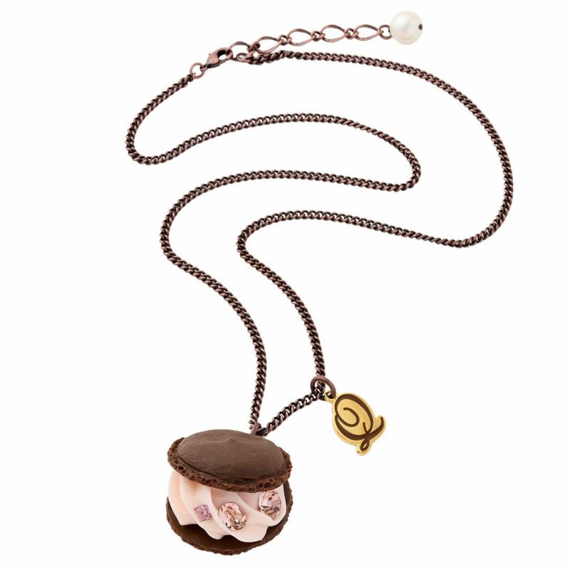 残り1点】ブラウニーラズベリーマカロン ネックレス（ピンク