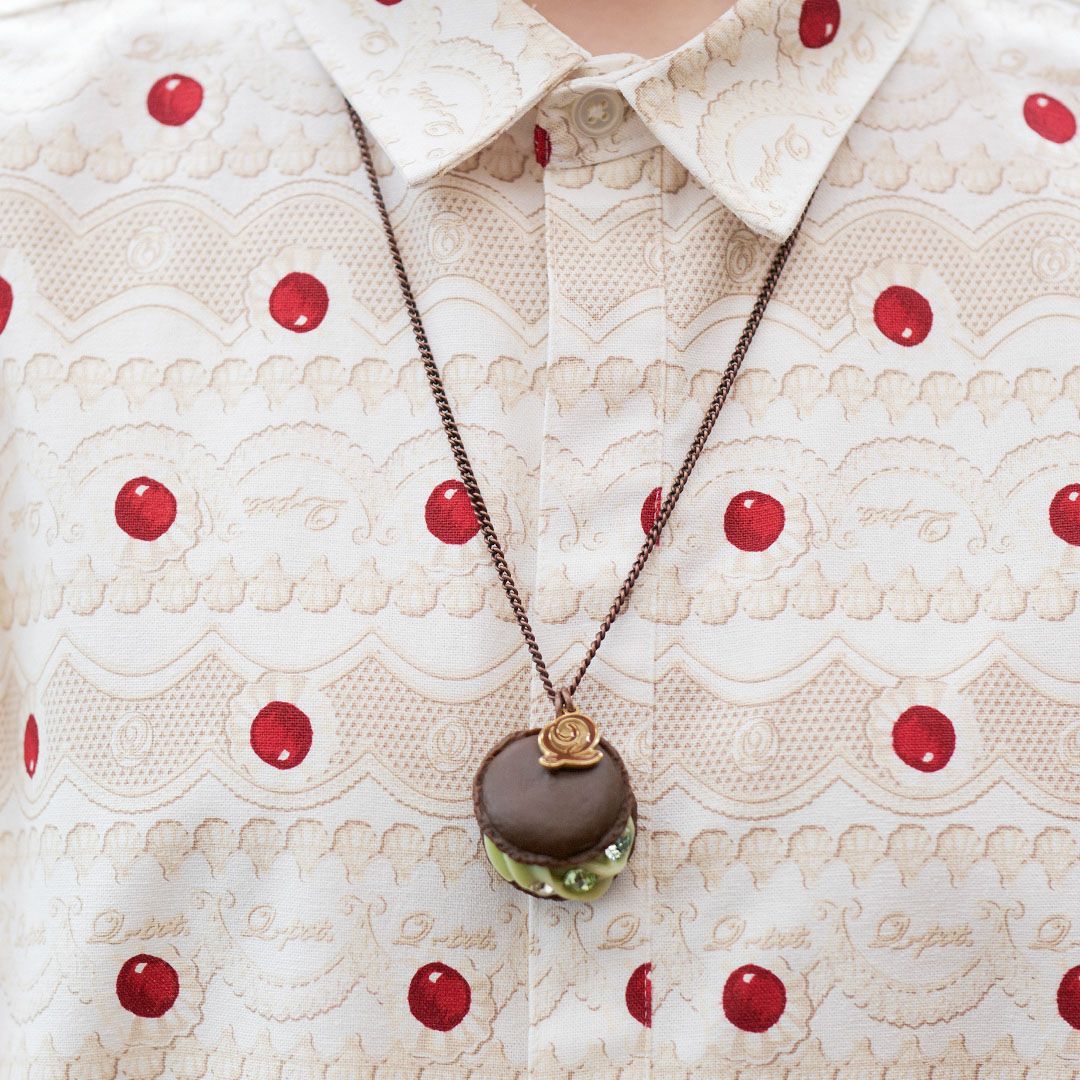 ブラウニーピスタチオマカロン ネックレス ミント オンラインショップ限定
