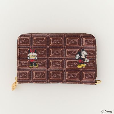 チョコレート ミッキー＆ミニー/コンパクト ラウンドファスナー ウォレット（財布）
