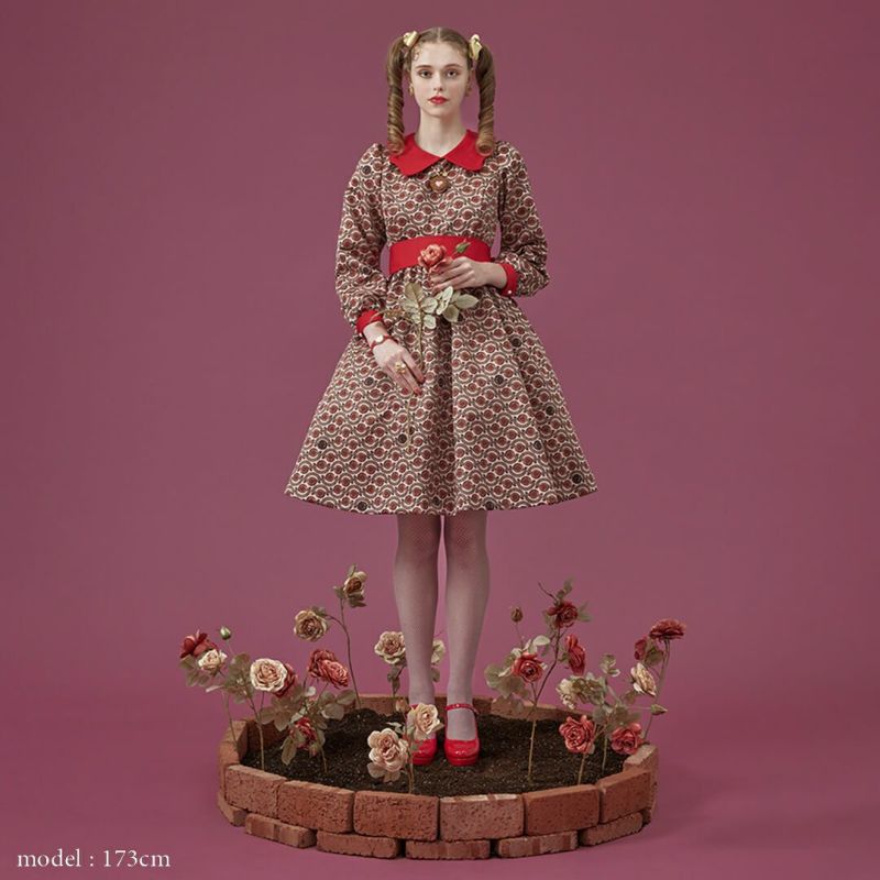 ジャムトゥモロー パフスリーブドレス（ピンク） 商品番号 4501211PNK幅70×長さ230cm