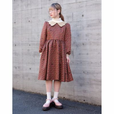 ジャムトゥモロー パフスリーブドレス（ブラウン）