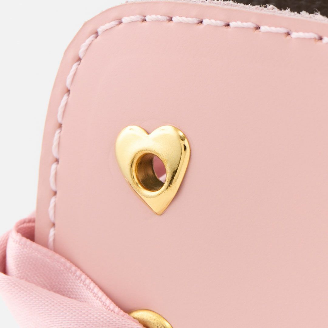 本革 メルティングチョコレート サテンリボンレースアップシューズ（ペールピンク） ブーツ