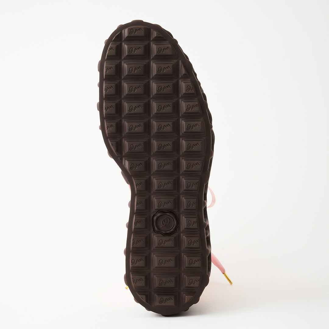 本革 メルティングチョコレート サテンリボンレースアップシューズ（ペールピンク） ブーツ