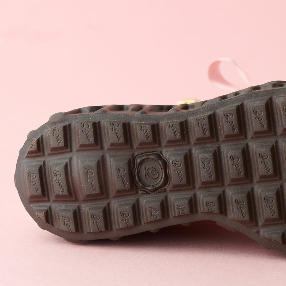 本革 メルティングチョコレート サテンリボンレースアップシューズ（ペールピンク） ブーツ