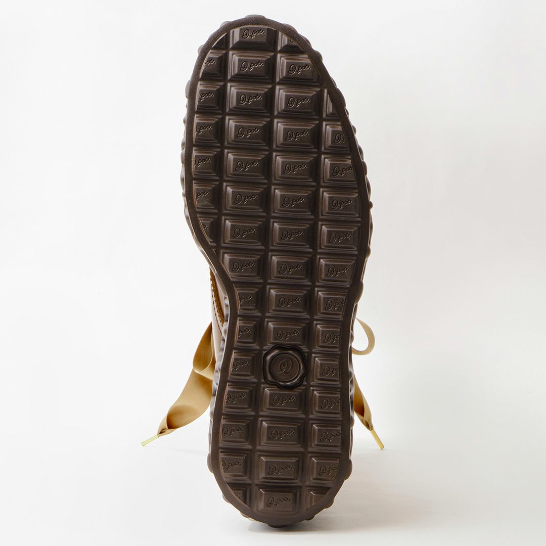 本革 メルティングチョコレート サテンリボンレースアップシューズ（ブラウン） ブーツ