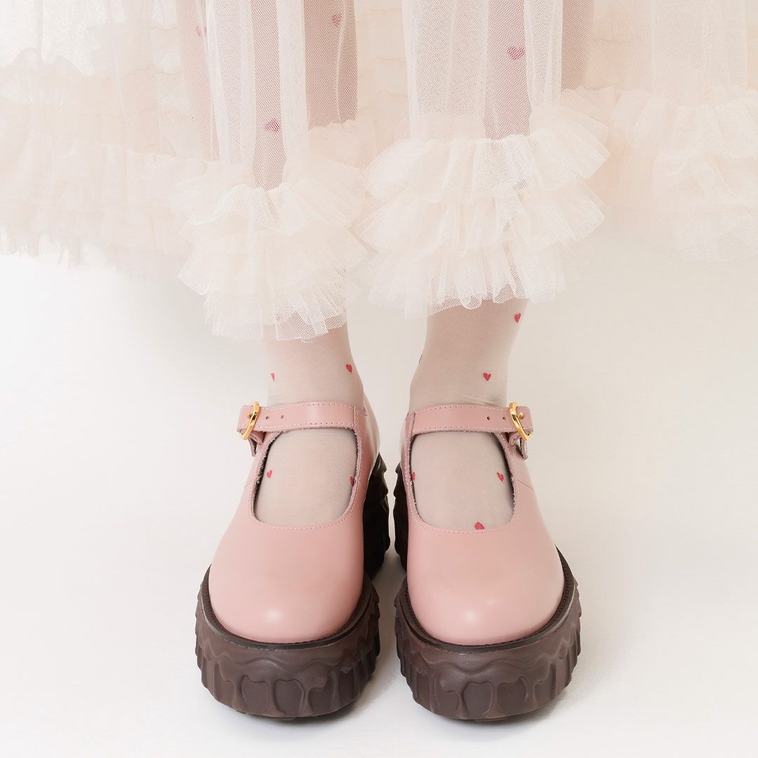 本革 メルティングチョコレート　メリージェーン（ペールピンク） シューズ