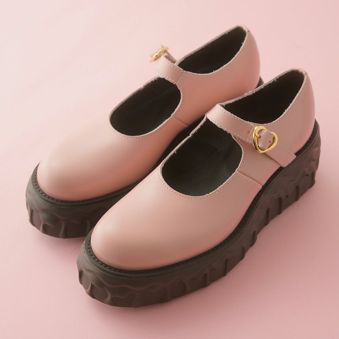 本革 メルティングチョコレート　メリージェーン（ペールピンク） シューズ