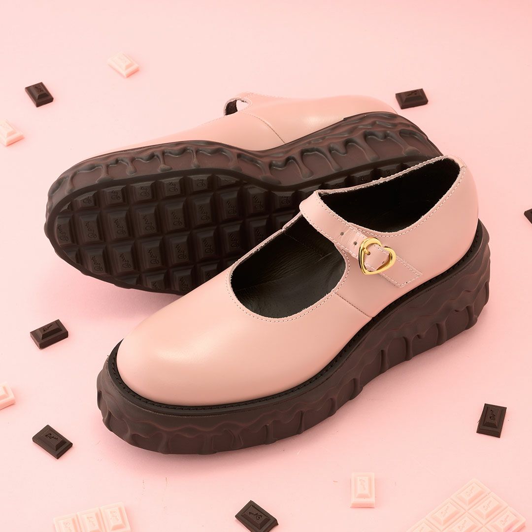 本革 メルティングチョコレート　メリージェーン（ペールピンク） シューズ