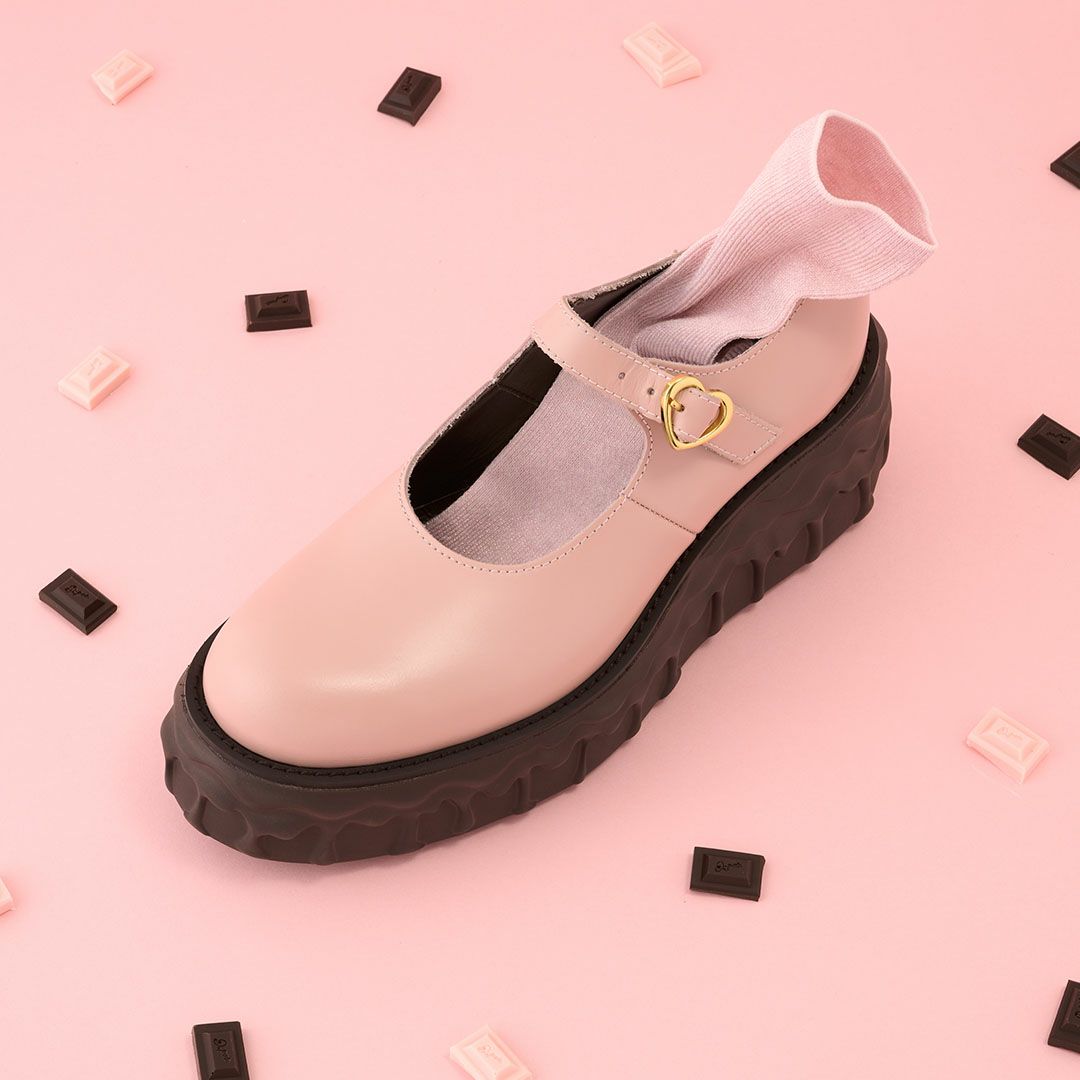 本革 メルティングチョコレート　メリージェーン（ペールピンク） シューズ