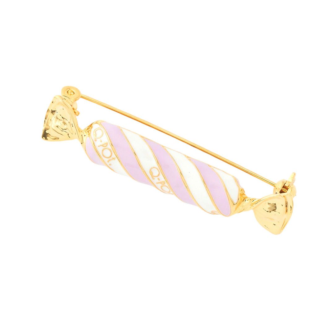 ストライプキャンディー ブローチ パープル